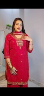 Elegant ruby plazzo set - Image 3