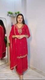 Elegant ruby plazzo set