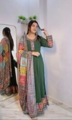Luxe heritage Anarkali with heavy dupata - Image 6