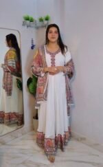 Luxe heritage Anarkali with heavy dupata - Image 7