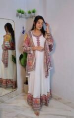 Luxe heritage Anarkali with heavy dupata - Image 9
