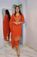 rust designer pant suit LV509 - Image 2