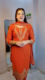 rust designer pant suit LV509
